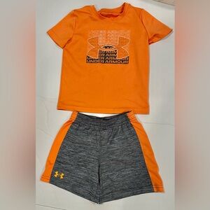 3T Orange and Gray Under Armour Short Sleeves and Shorts Set